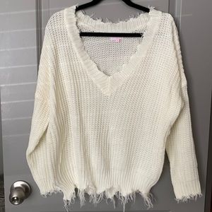 White Sweater pink lily